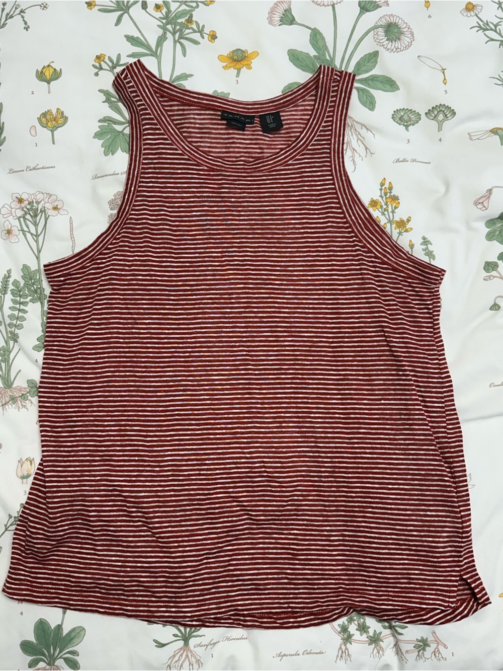 Tahari Red and White Striped Sleeveless Tank Top